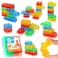LESONG Sensory Building Toys for Toddlers 24PCS Squeezable Silicone Stacking Toys Early Learning Construction Playset for Preschool Manual Skills Birthday Gifts