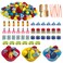 Unvola 154Pcs Back to School Sensory Bin Filler Fine Motor Toys Stationery Sensory Bin Items Counting Sorting Toy for Preschool Education Activities Include Pom Poms Pen Scissors Notebooks Cup