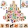 QUOKKA Montessori Wooden Blocks for Toddlers 13 35 Realistic ABC Learning Baby Blocks for Kids 35 Year Olds Stacking Alphabet Wood Toys for 24 yo Learn Letters Numbers