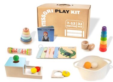 WOODMAM Montessori Toys for Babies 712 Months 9 in 1 Educational Wooden Toys Set Includes Object Permanent Box Stacking Cups Mirror Puzzle Ring Stacker and More