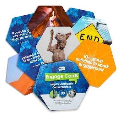 We! We Engage Cards Conversation Cards to Build Trust Connection 56 Inspiring Pieces with Quotes Photos Activities Ideal for Office Meetings Ice Breakers and Educational Team Building