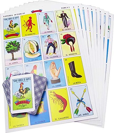 Loteria Authentic Mexican Game Bingo Game with Colorful Illustrated Cards Don Clemente Brand 10 Tablas Jumbo 10 Boards Jumbo
