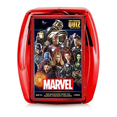 Top Trumps Marvel Cinematic Universe Quiz Game 500 Questions to Test Your Knowledge on Guardians of The Galaxy Avengers SHIELD Wakanda Gift and Toy for Ages 8 Plus Red