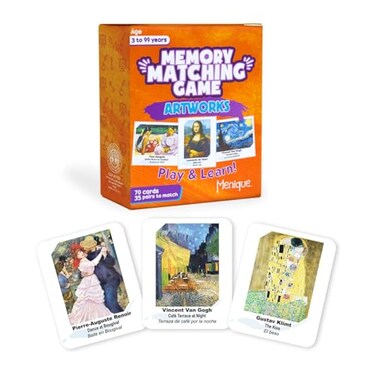 Menique Memory Matching Game Famous Paintings for Adults Kids 70 Cards 35 Pairs Bilingual Art Game Educational Concentration Activity