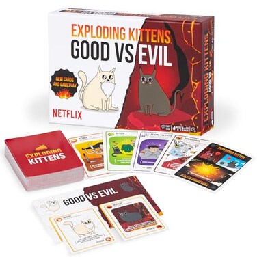 Exploding Kittens Good vs Evil 25 Players Ages 7 Inspired by Netflix Show Party Family Card Game for Kids Adults
