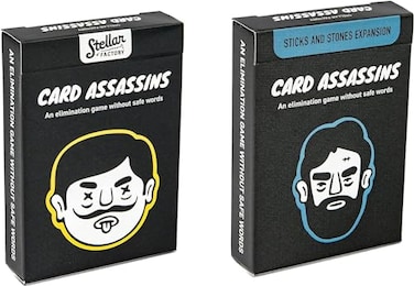 Stellar Factory Card Assassins Bundle Base Game Sticks Stones Expansion 200 Kill Words Up to 12 Players Ages 12