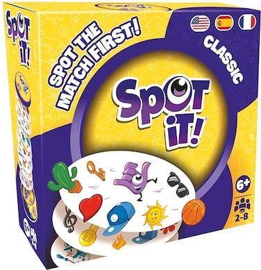 Asmodee Spot It Classic Card Game 2024 Refresh EcoSleeve Edition 5in1 Visual Perception Game for Quick Reflexes and Family Fun Ages 6 28 Players 10 Minute Playtime
