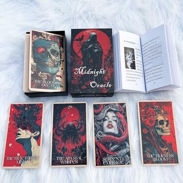 GZSYXHJYXGS Midnight Oracle Cards 50 Gothic Dark Fantasy Cards with Comprehensive Guide Book Front and Back Meanings Reflection Tips Self Discovery Oracle Light and Dark Inspire Growth and Creativity