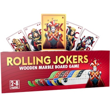 Nerkin Games Rolling Jokers 8Player Edition Pegs and Jokers Board Game Wooden Set for 28 Players Adult Game Night