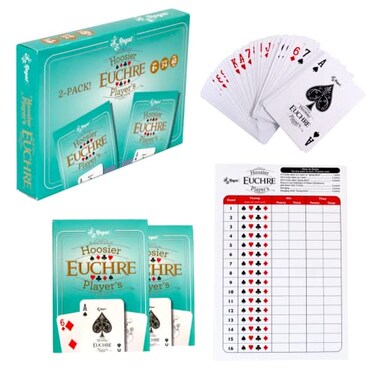 Regal Games Euchre Card Games 2 Pack Adult Playing Card Game Set with Score Sheets Family Fun Game Night Ideal for 24 Player