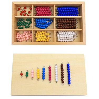 YHZAN New Sky Montessori Checker Board Beads Early Development Mathematics Material for Kids Wooden Toy Montessori Math Learning Addition and Subtraction Aids