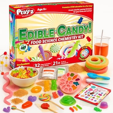 Playz Edible Candy Making Science Kit for Kids Ages 812 Years Old Food Science Chemistry Kid Science Kit with 40 Experiments to Make Your Own Chocolates Educational Science Kits for Boy Girls