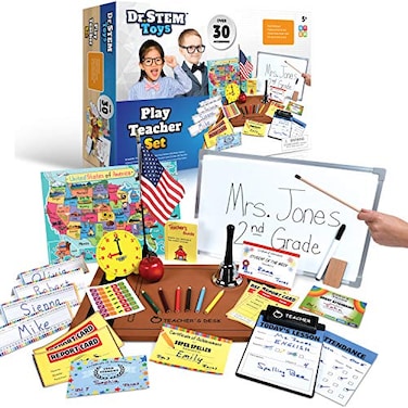 Dr. STEM Dr STEM Toys Play Teacher RolePlay Set Includes Reusable White Board Bell Report Cards for Home or Classroom Over 30 Pieces Included Gift for Kids Complete Set