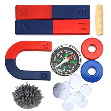 EUDAX Physics Science Magnets Kit for Education Science Experiment Tools Icluding BarRingHorseshoeCompass Magnets