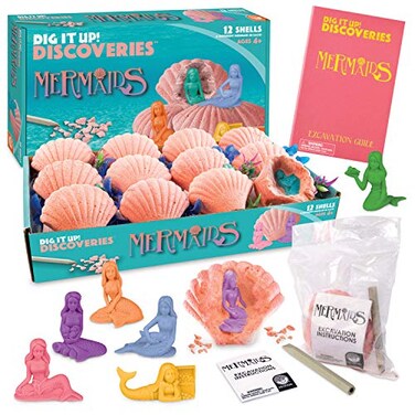 MindWare Dig It Up Discoveries Mermaids Dig Kits for Kids with 12 Sea Shells Each with a Mermaid Toy Inside 12 Chiseling Tools and Instructions Ages 4 and Up