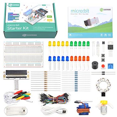 EF ELECFREAKS ELECFREAKS microbit Starter Kit 24 Accessories Microbit Basic Coding Electronics Kit microbit Makecode Learning Kit with Guidance Manual Without Micro bit