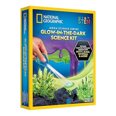 Blue Marble NATIONAL GEOGRAPHIC Mega Science Kit Glow in The Dark Lab with Crystal Growing Kit Slime Making Glowing Putty and More Science Experiments Slime Kit for Boys and Girls