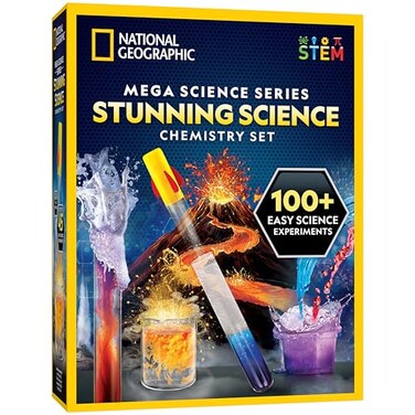 National Geographic Blue Marble Stunning Chemistry Set Mega Science Kit with 45 Easy Experiments Make a Volcano and Launch a Rocket STEM Projects for Kids Ages 812 Science Toys