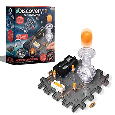 Discovery Kids Discovery MINDBLOWN Action Circuitry Electronic Experiment Mini STEM Set BuilditYourself Engineering Toy Kit Explore The Science of Motion Floating Ball Experiment Great Gift for Kids A