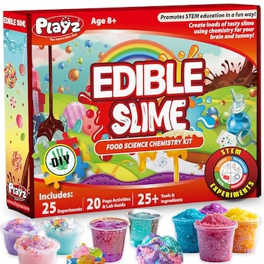Playz Edible Slime Candy Making Science Kit for Kids Ages 812 Years Old Food Science Chemistry Kid Science Kit with 25 Experiments to Make Slime Chocolates Educational Science Kits for Boy Girls