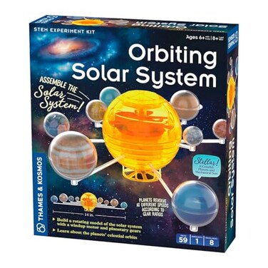 Thames & Thames Kosmos Orbiting Solar System STEM Kit Build a Rotating Solar System Model Planets Revolve Using a Windup Motor Explore Gear Ratios Science Fairs Difficulty Level Intermediate Small
