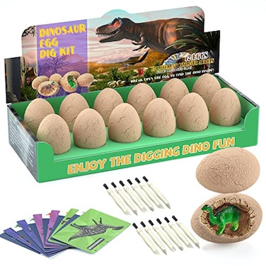 Bigear BIGEAR Easter Dinosaur Eggs Excavation Dig Kit Dinosaur Toys for Kids Break Open 12 Dinosaur Eggs and Discover 12 Cute Dinosaurs Archaeology Preschool Science STEM Crafts Birthday Gifts for Boy
