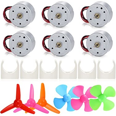 Sntieecr 6 Set Mini Generator Motors 3V12V DC Motor Wind Turbine Generator with Mini Fan Leaf and Plastic Motor Holder for DIY Educational Physics Experiment