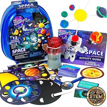 The Young Scientists Club Space Adventures Pack STEM Kit 13 Educational Activities Includes Reusable Backpack Space Navigator DIY Constellations Space Card Game More Multi 204755
