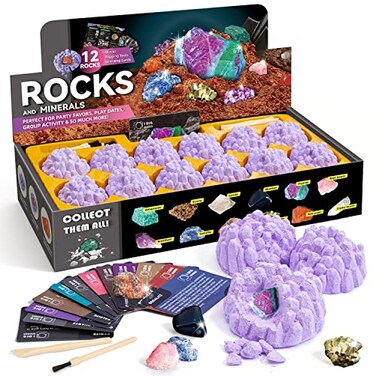 Byncceh Gamerside Mineral Mining Kit Gem Dig KitRock Dig Kit Dig up 12 Rock Mineral Collection Gemstones Crystals Diamond Mining Kit for Kids Gemology Mining Gift Rocks Minerals for Boys Girls