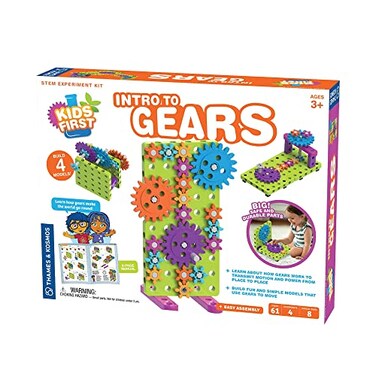 Thames & Thames Kosmos Kids First Intro to Gears STEM Experiment Kit for Ages 3 Build 4 Models Learn About Gears Power Motion Intro to Mechanical Engineering for Young Learners Durable Parts