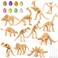 Sratte 52 Pcs Dinosaur Fossil Skeleton Kit for Kids with 24 Assorted Dino Bones 24 Mini Dinosaur Eggs 4 Bones Dino Sand Dig Toys for Science Play Sandbox Birthday Halloween PartyLight Brown