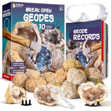 EDUMAN Geodes with Crystals Break Open 10 Premium Geode Kit Geology Geode Crystal Science Kit STEM Educational Toys Birthday Gifts for Boys and Girls