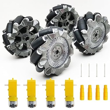 DWWTKL DIY Mecanum Wheel Robot Kit Parts 4WD Omnidirectional Wheels Smart Robot Car Chassis Kit Robotics Accessory for Adult Age 15 4Pcs Wheels and 4Pcs TT Motor