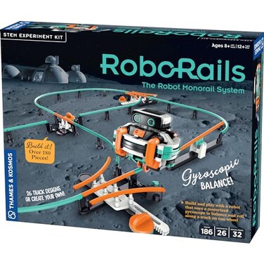 Thames & Thames Kosmos RoboRails STEM Kit Toy of The Year Winner Build a Robot Monorail System wSplitters Cross Switch Seesaw Mechanism ModernDay Model Train Set Explore Physics Gyroscopic Forces