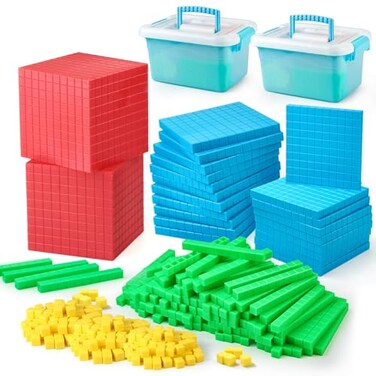 TOMMYHOME 334 PCS Base Ten Blocks SetContains 110 rods Counting Cubes to Help Kids Learn Maths 2 BoxesPack