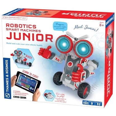 Thames & Thames Kosmos Robotics Smart Machines Junior STEM Kit Build Code Your Robots Movements Speed Lights Sounds for Ages 8 Use ScreenFree wBuiltin Buttons or via BlockBased Coding App