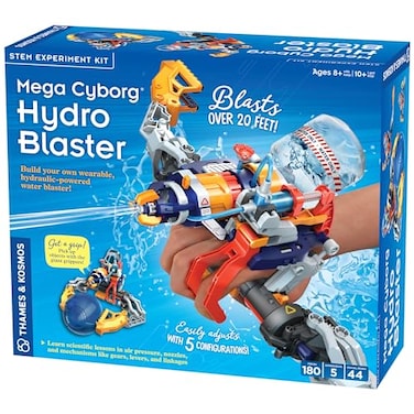 Thames & Thames Kosmos Mega Cyborg Hydro Blaster STEM Experiment Kit Toy of the Year Finalist Build a Wearable HydraulicPowered Water Toy Gripper Shoots Water Up to 20 Feet Transforms Into 5 Models
