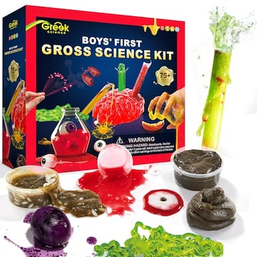 Greek Science 75 Gross Science Kit for Boys Science Slime Kit Christmas Birthday Gift Ideas for Kids 81012 Chemistry Set with Brain Dissection Poop Experiment STEM Toys
