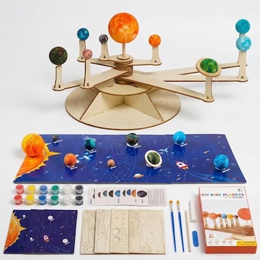 Little Jupiter Nine Planets DIY Solar System Model for Kids Complete Solar System Kit for Kids 8 Years Old Includes Wood Model Puzzle with Fact Cards Science Kits for 812 Years Old