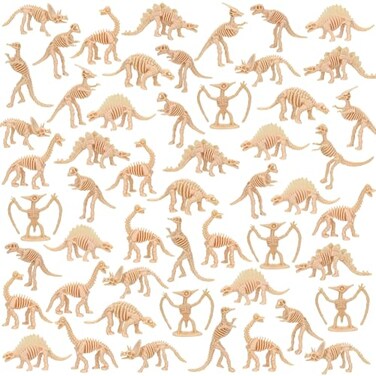 VICROIC 60 PCS Dinosaur Fossil Skeletons Assorted Dinosaur Skeleton Toys Figures for Science Play Dino Sand Dig Party Favor Decorations