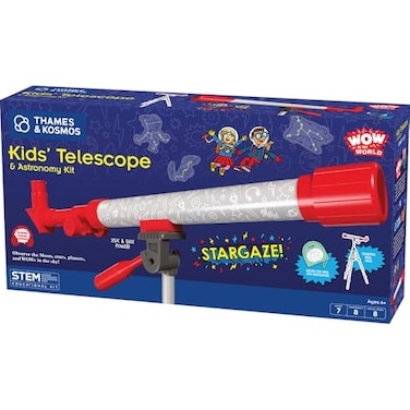 Wow in the World Kids Telescope Astronomy Kit 25x 50x Magnification Adjustable 48 Tripod Includes Star Wheel Companion Audio Content Intro to Astronomy for Ages 6 by Thames Kosmos