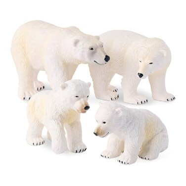 Terra by Battat Realistic Polar Bear Family 4 Pieces Arctic Animal Figures for Toddler Play Educational Toy for Imaginative Fun STEM Learning Durable Plastic Gift for 3 Years