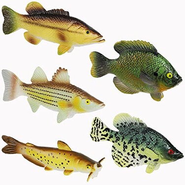 Toy Fish Factory American Angler Collection Set Figurines Largemouth Bass Catfish Bluegill Crappie Striper Educational Cake Topper 3 Long