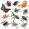 SCAHOW 12 PCS Fake Bug Toys for Kids Plastic Bugs Animal Figures Halloween Party Favor Cake Topper Insect Figurines