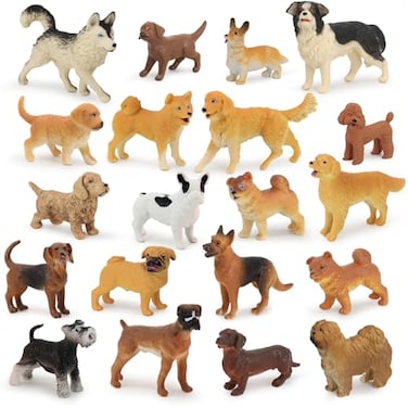 Muchfun 20Pcs Dog Toy Figures for Kids Toy Animal Figurine for Cake Topper