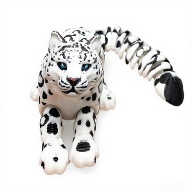 BuQueHM 3D Printed Animals 8in Snow Leopard Flexible Articulated 3D Animals for Stress Relief Unique Desk Decor