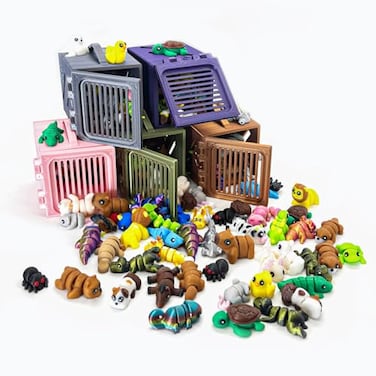 Unilyhow 30Pcs Mini Animals Figures Set 3D Printed Small Animal Flexible Fidget Toy 3D Printed Cute Animal Home Office Executive Desk for Christmas Decoration Tiny Animals Figurines Exquisite Cute Pet