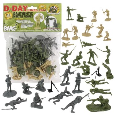 BMC Toys BMC WW2 DDay Plastic Army Men 34 American British German Soldier Figures