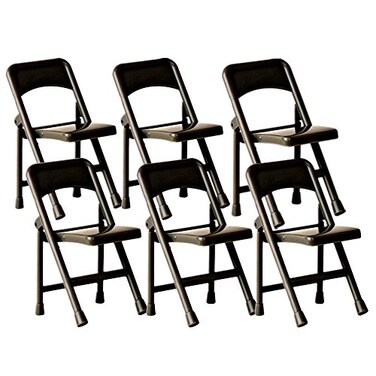 Figures Toy Set of 6 Black Plastic Toy Folding Chairs for Wrestling Action Figures