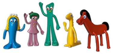 NJ Croce Gumby Friends Bendable Action Figure Boxed Set Gumby Pokey Minga Goo Prickle Flexible and Poseable Classic Full Size Toy Set